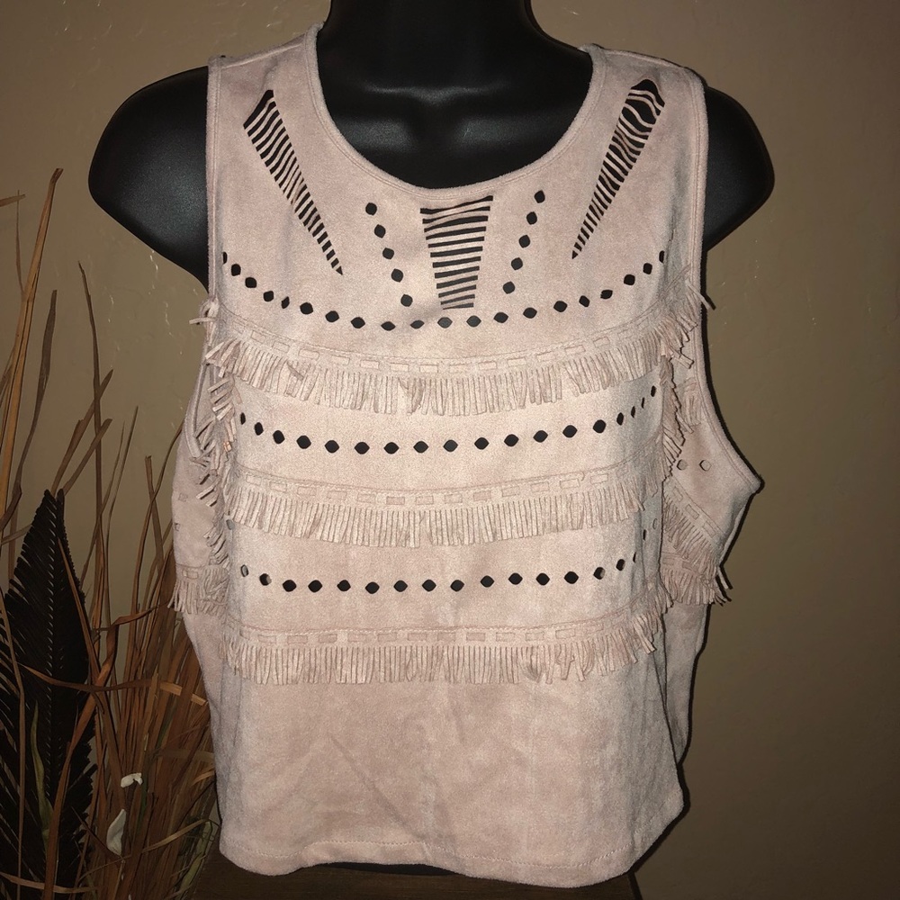 Charlotte Russe Crop Top- Faux Suede Fringe